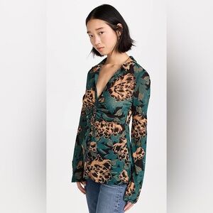 Free People Lucky Shirtee Black Bloom Top M